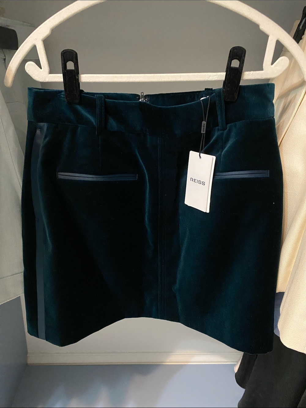 Reiss teal velvet skirt